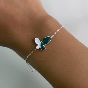 PULSEIRA BORBOLETA VERDE 16CM + EXTENSOR 5CM