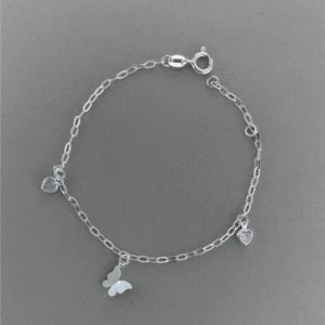 PULSEIRA BORBOLETA COM PONTO DE LUZ DE CORAÇÃO CRISTAL