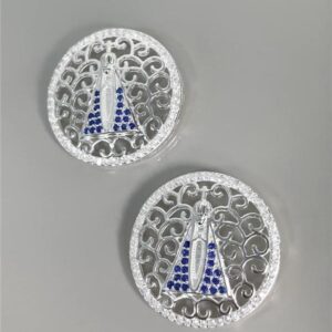 PINGENTE REDONDO NOSSA SENHORA APARECIDA CRAVEJADO