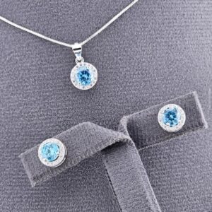 CONJUNTO BRINCO E PINGENTE REDONDO CRAVEJADO