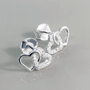 BRINCO 2 CORAÇÕES ENTRELAÇADOS COM ZIRCÔNIA