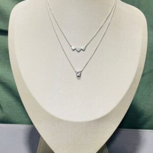 COLAR DUPLO CORAÇÃO E PONTO DE LUZ 40CM + 5CM EXT