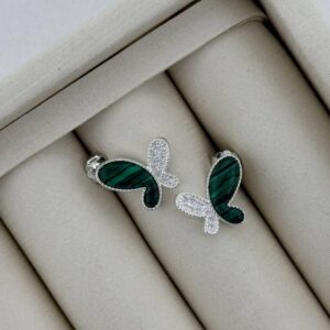 BRINCO BORBOLETA ZIRCÔNIA E PEDRA VERDE
