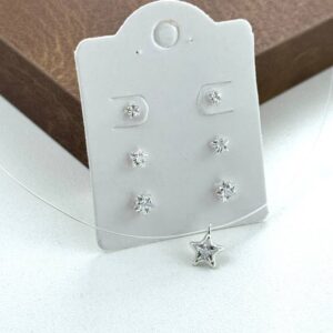 CONJUNTO BRINCO ESTRELA + COLAR PONTO DE LUZ (FIO DE NYLON)