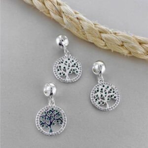 BERLOQUE MEDALHA ÁRVORE DA VIDA COM PONTO DE LUZ VERDE