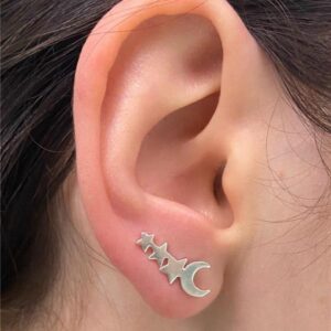 BRINCO EARCUFF MEIA LUA E ESTRELA 1,6CM