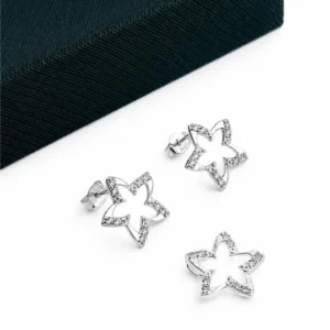 CONJUNTO BRINCO + PINGENTE ESTRELA VAZADA